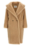 tedgirl - teddy bear icon double-breasted coat in alpaca and wool on silk base