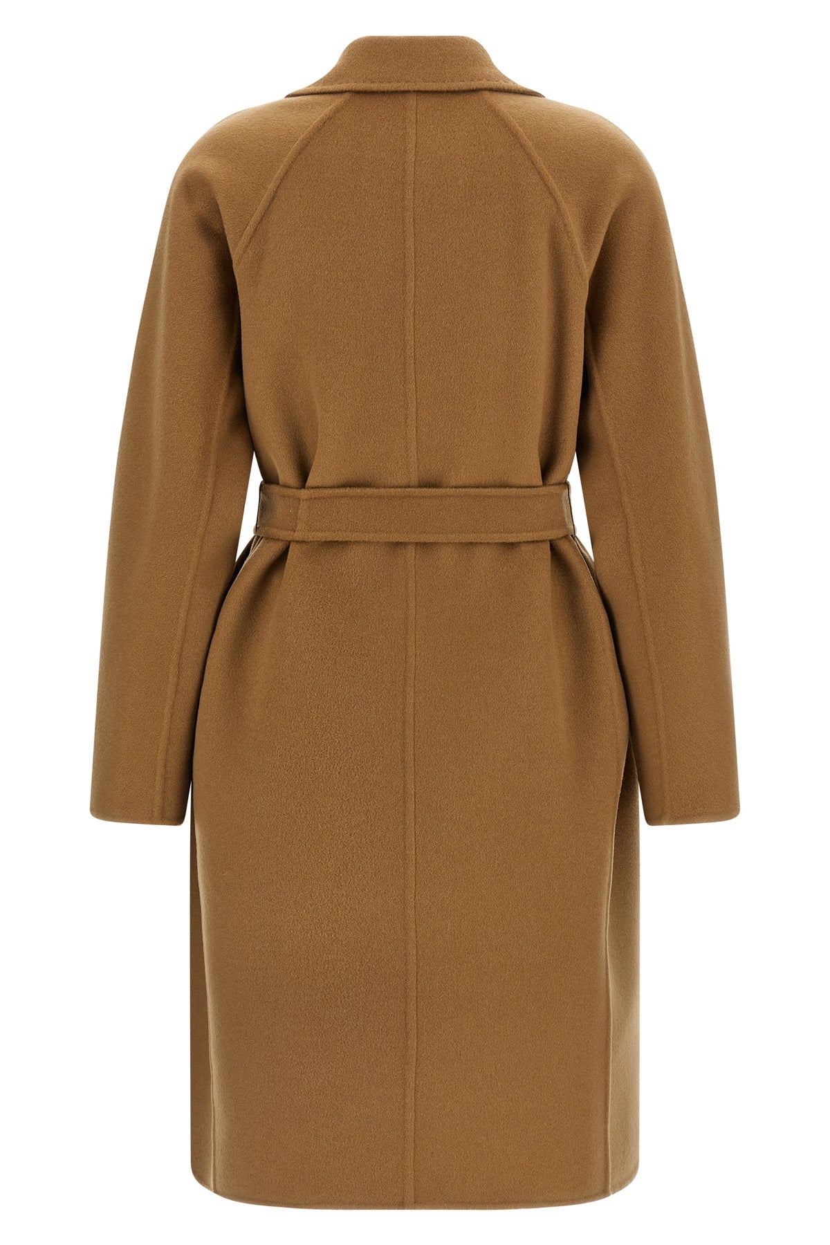 mxmaceri midi coat in double drap of hand-stitched pure cashmere finished