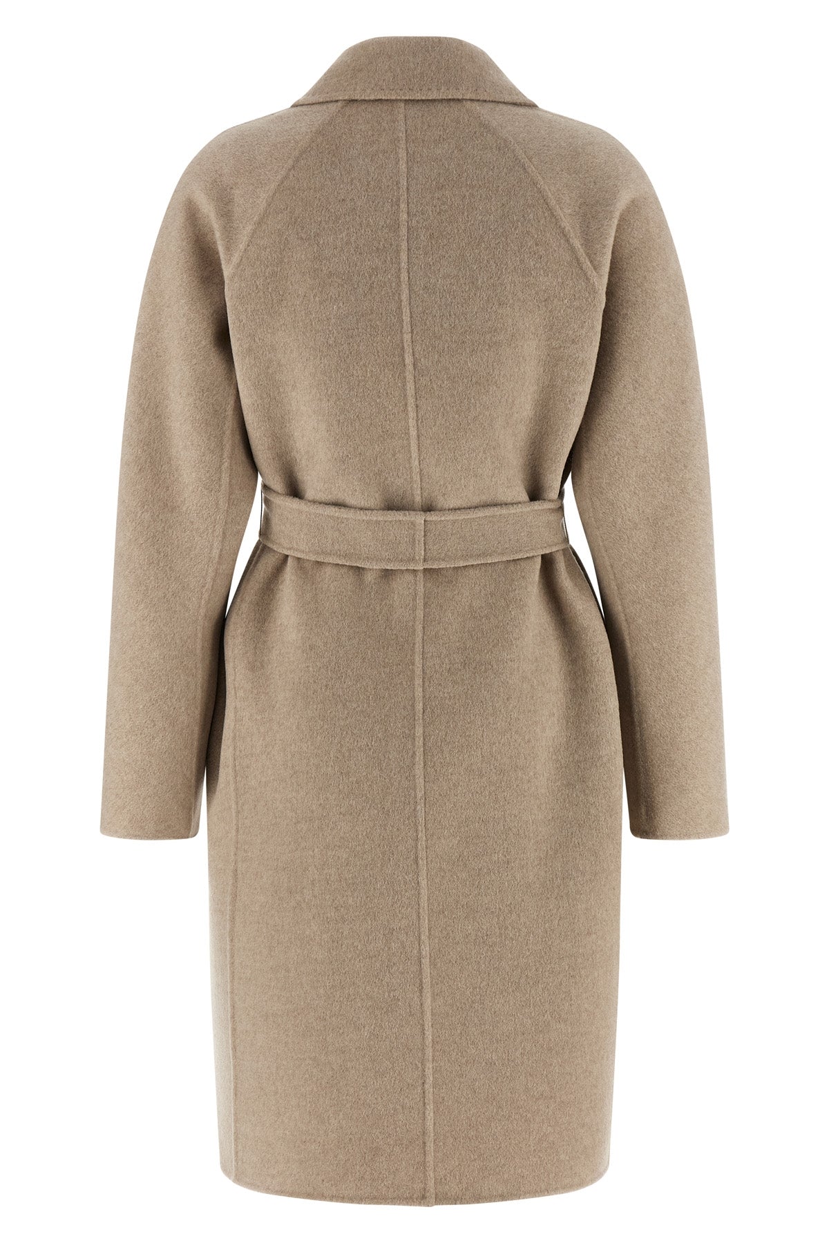 mxmaceri midi coat in double drap of hand-stitched pure cashmere finished