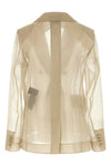 mxeslogan double-breasted blazer in semi-transparent pure silk organza
