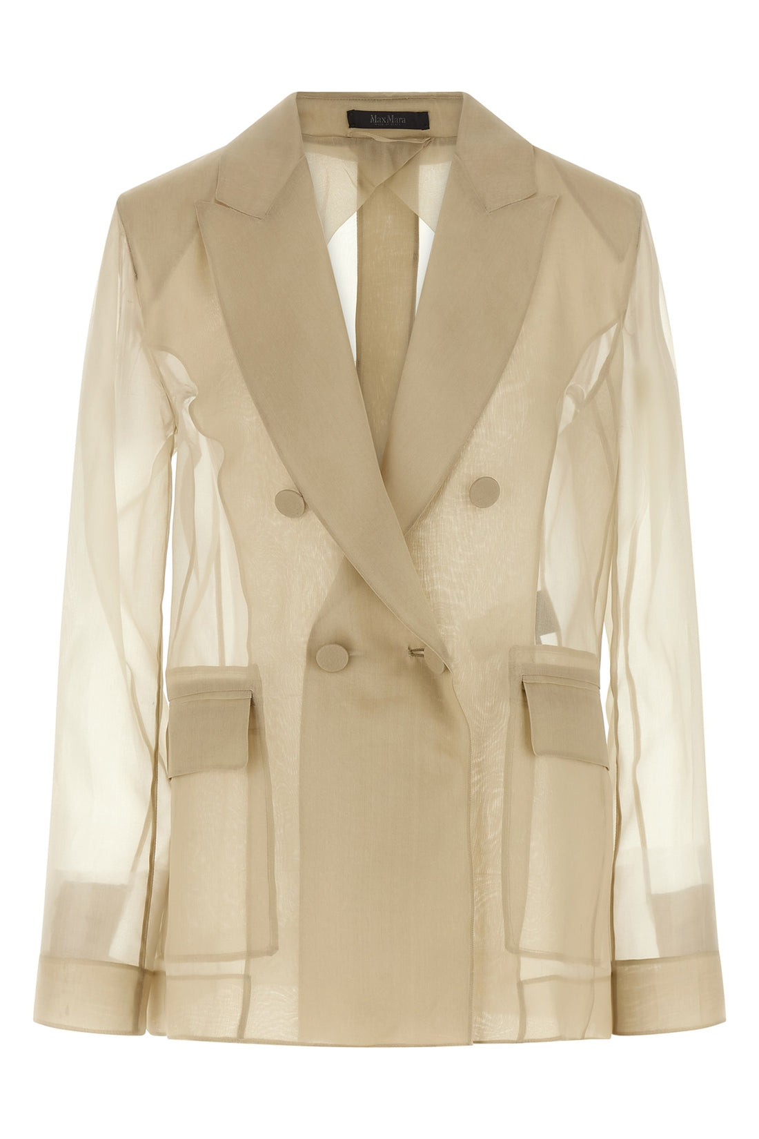 MAX MARA 38 mxeslogan double-breasted blazer in semi-transparent pure silk organza
