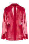mxeslogan double-breasted blazer in semi-transparent pure silk organza