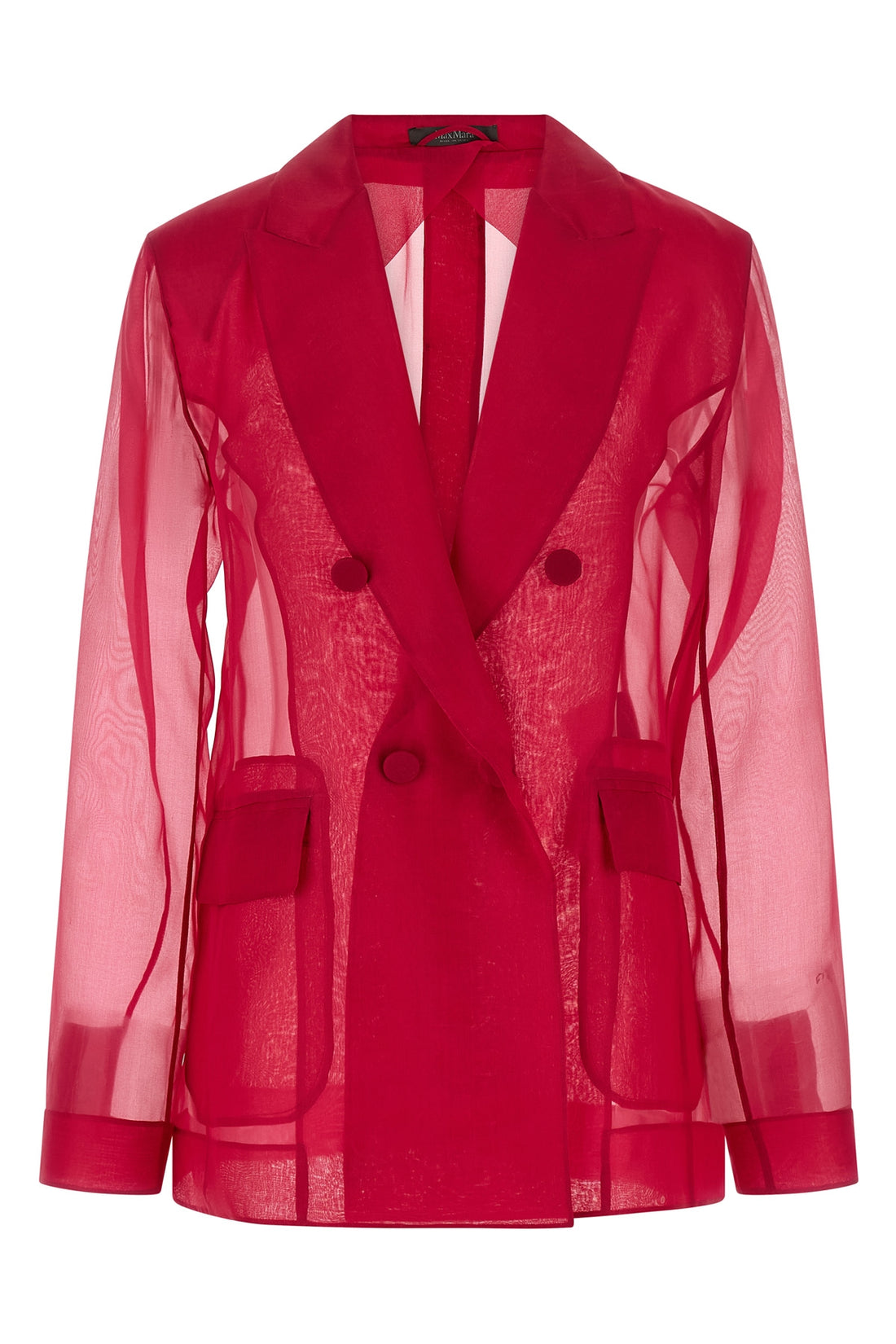 MAX MARA 38 mxeslogan double-breasted blazer in semi-transparent pure silk organza