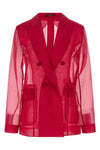 mxeslogan double-breasted blazer in semi-transparent pure silk organza