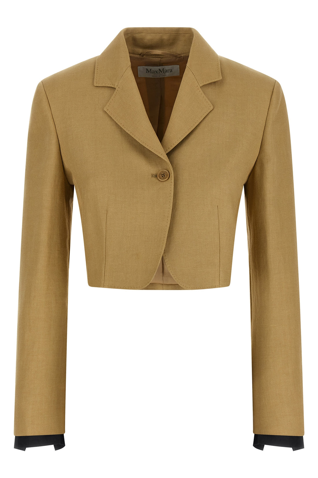 MAX MARA 38 mxsbuono diagonal blazer in pure matt linen finished