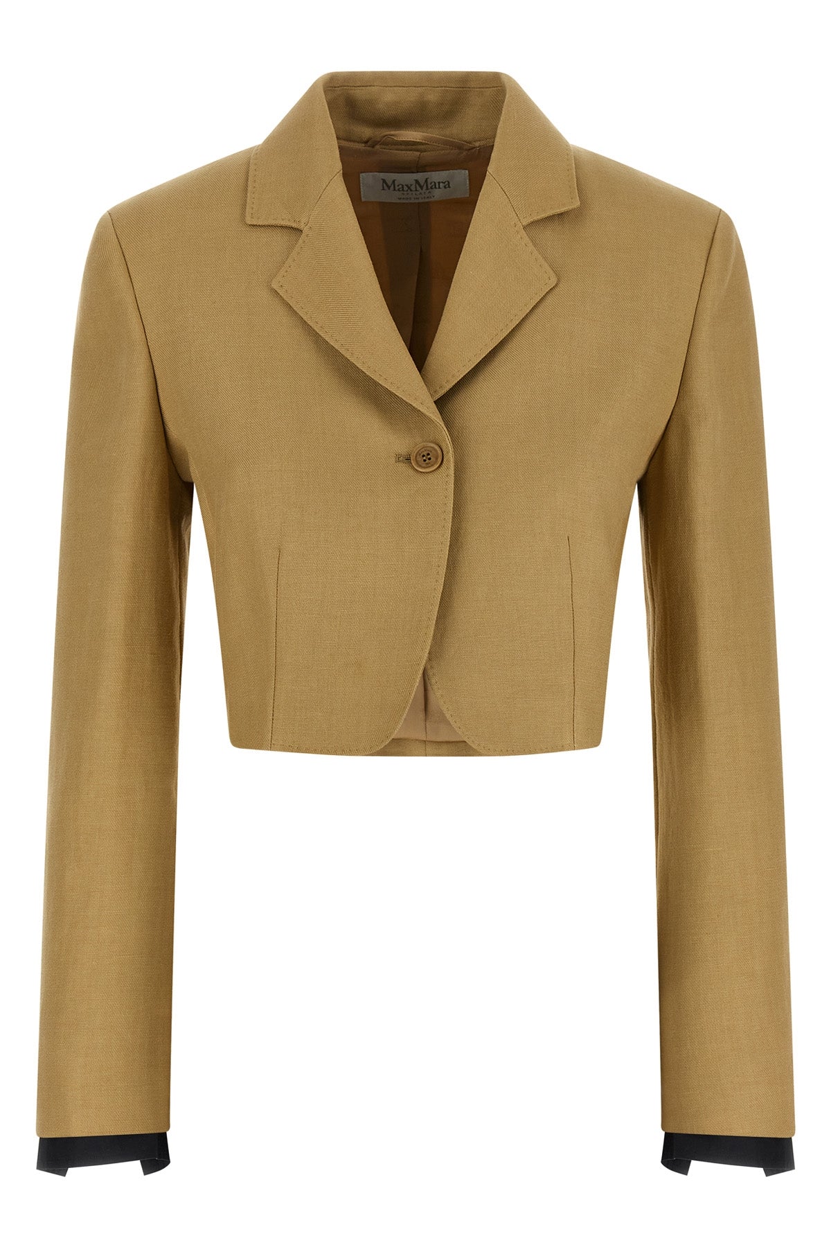 mxsbuono diagonal blazer in pure matt linen finished