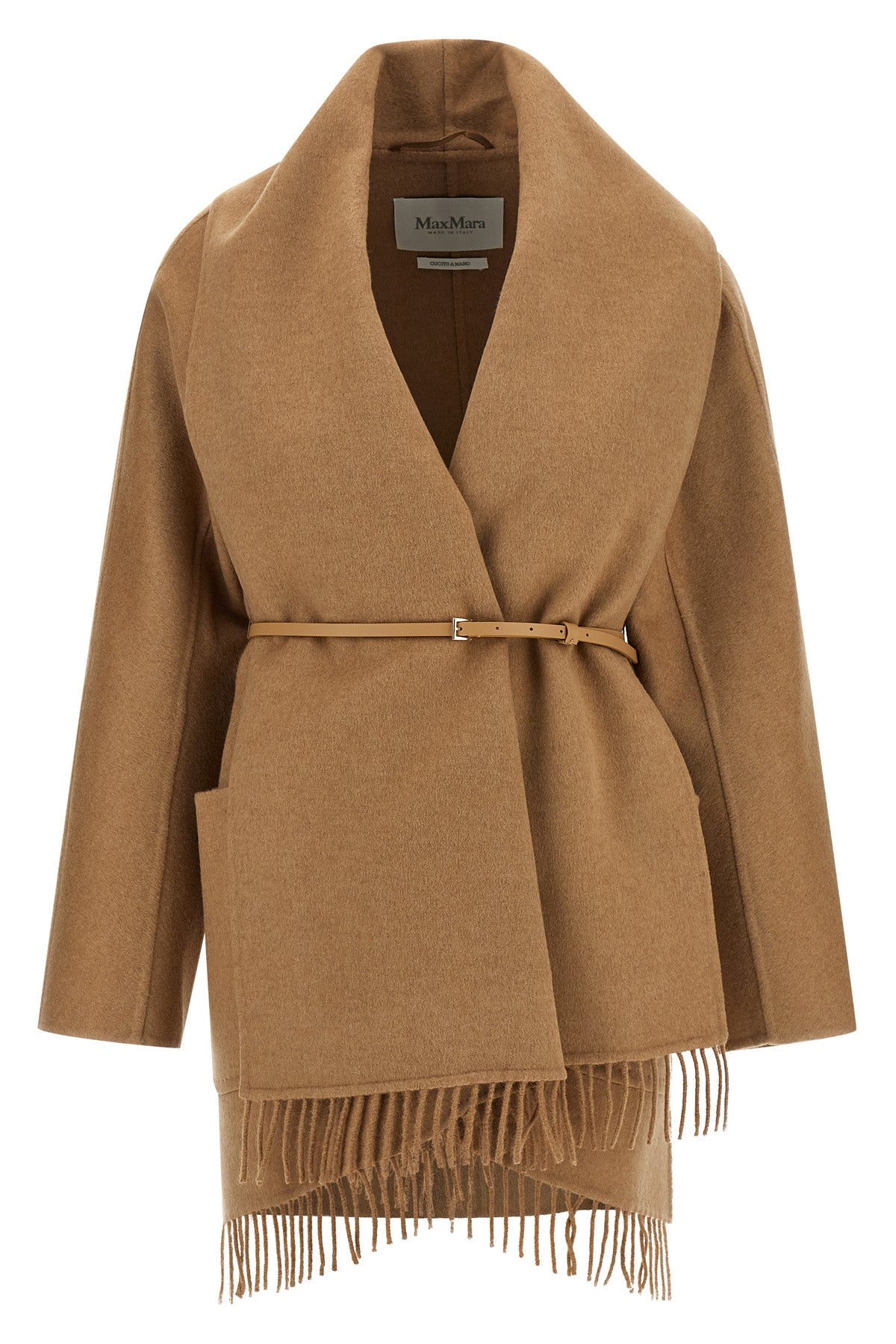mxmabilita short coat in double drap of pure camel sewn