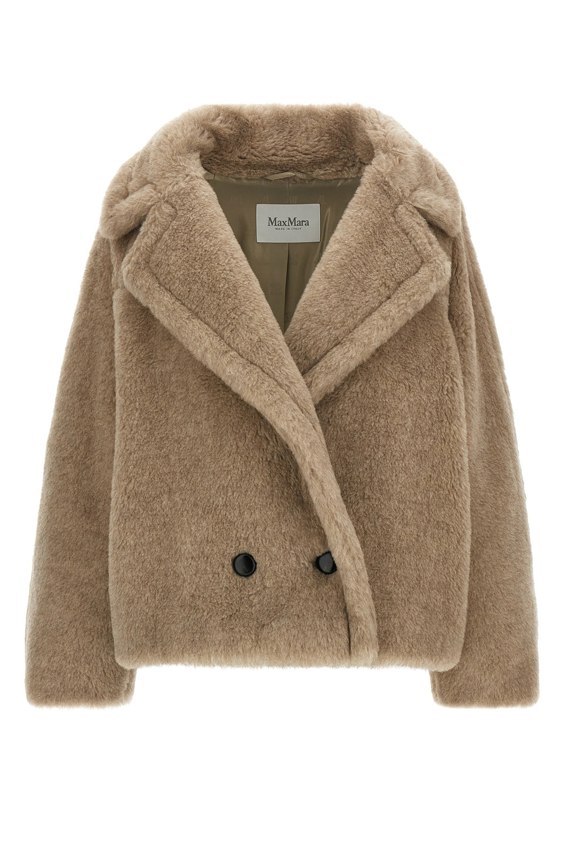 MAX MARA 40 mxmcambusa short coat in alpaca and cashmere teddy fabric on a silk base
