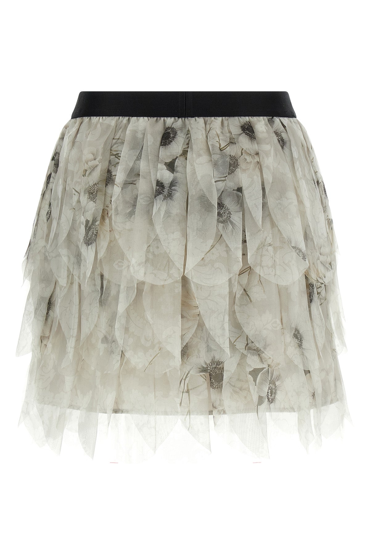 mini skirt mxstalco in pure printed silk organza