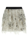 mini skirt mxstalco in pure printed silk organza