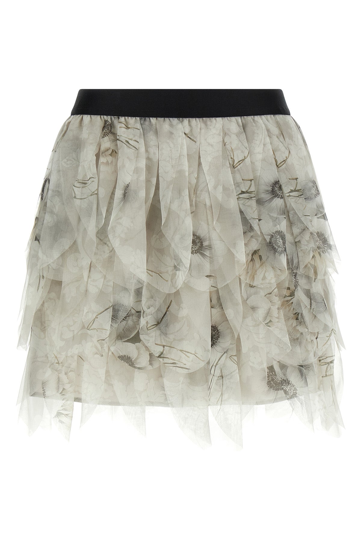 mini skirt mxstalco in pure printed silk organza