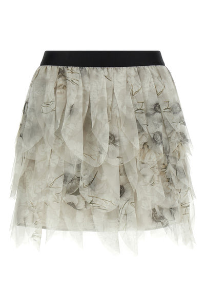 mini skirt mxstalco in pure printed silk organza