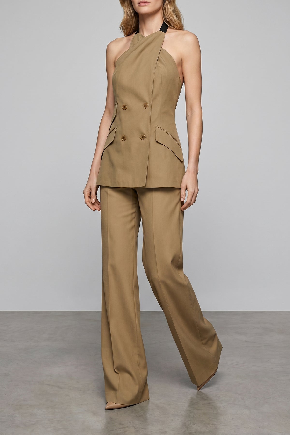 mxsbronte trousers in light wool and silk poplin finished