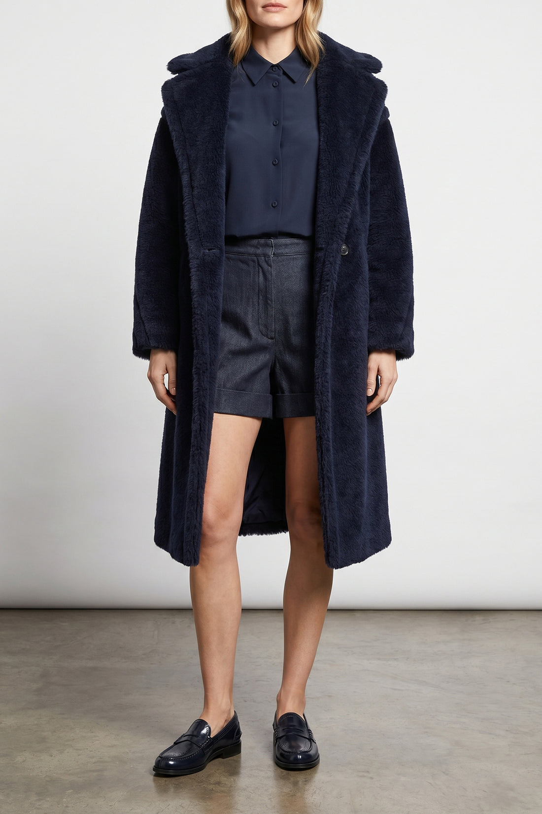 MAX MARA 38 mxmcalca shorts in pure cotton yarn-dyed denim effect fabric