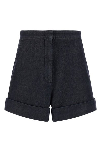 mxmcalca shorts in pure cotton yarn-dyed denim effect fabric