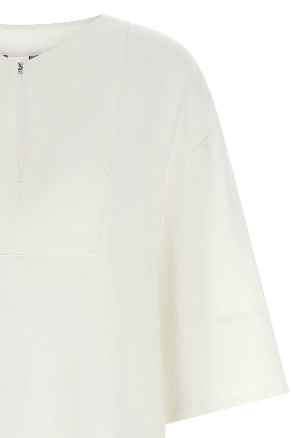 mxpsospiro slightly cropped blouse in linen and stretch viscose canvas