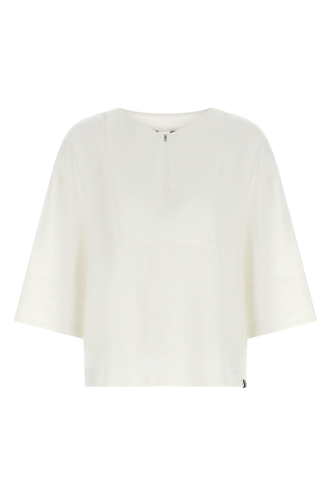MAX MARA 38 mxpsospiro slightly cropped blouse in linen and stretch viscose canvas