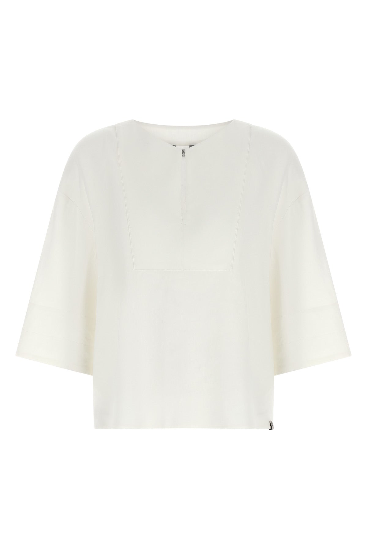 mxpsospiro slightly cropped blouse in linen and stretch viscose canvas