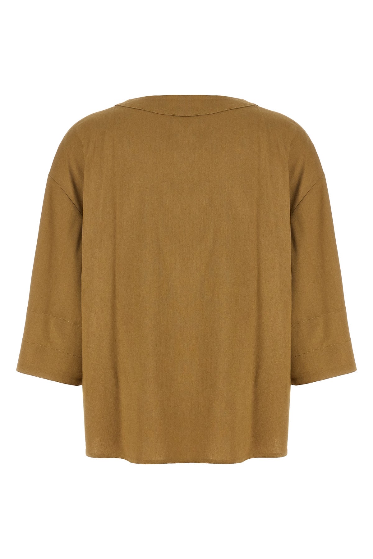 mxpsospiro slightly cropped blouse in linen and stretch viscose canvas
