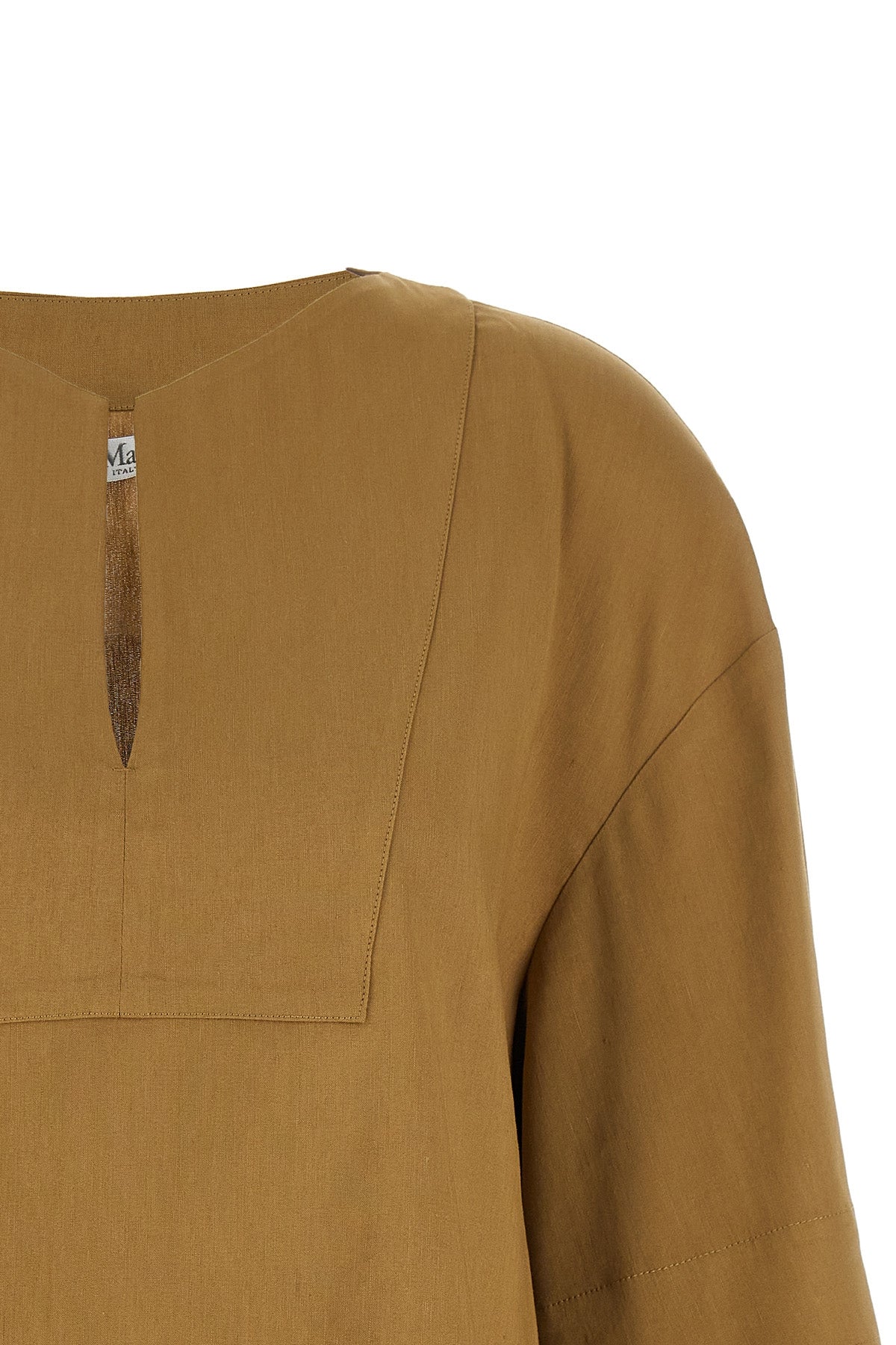 mxpsospiro slightly cropped blouse in linen and stretch viscose canvas