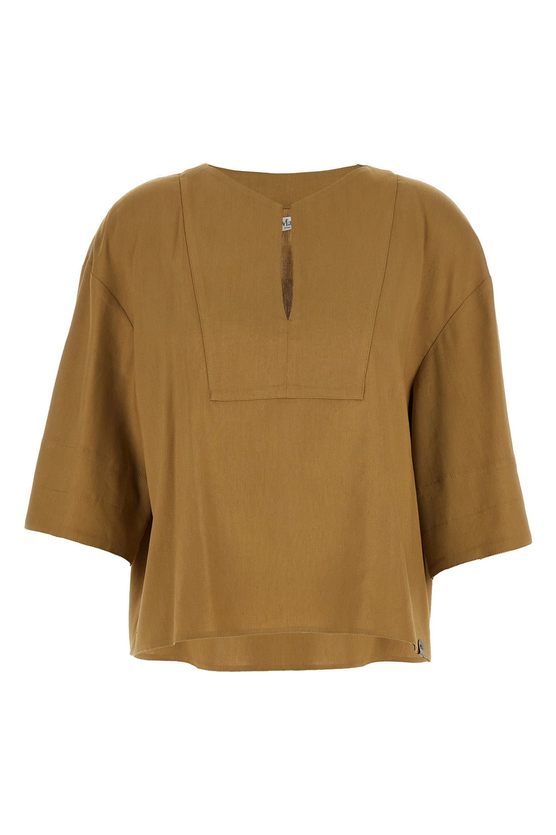 MAX MARA 38 mxpsospiro slightly cropped blouse in linen and stretch viscose canvas