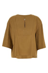 mxpsospiro slightly cropped blouse in linen and stretch viscose canvas