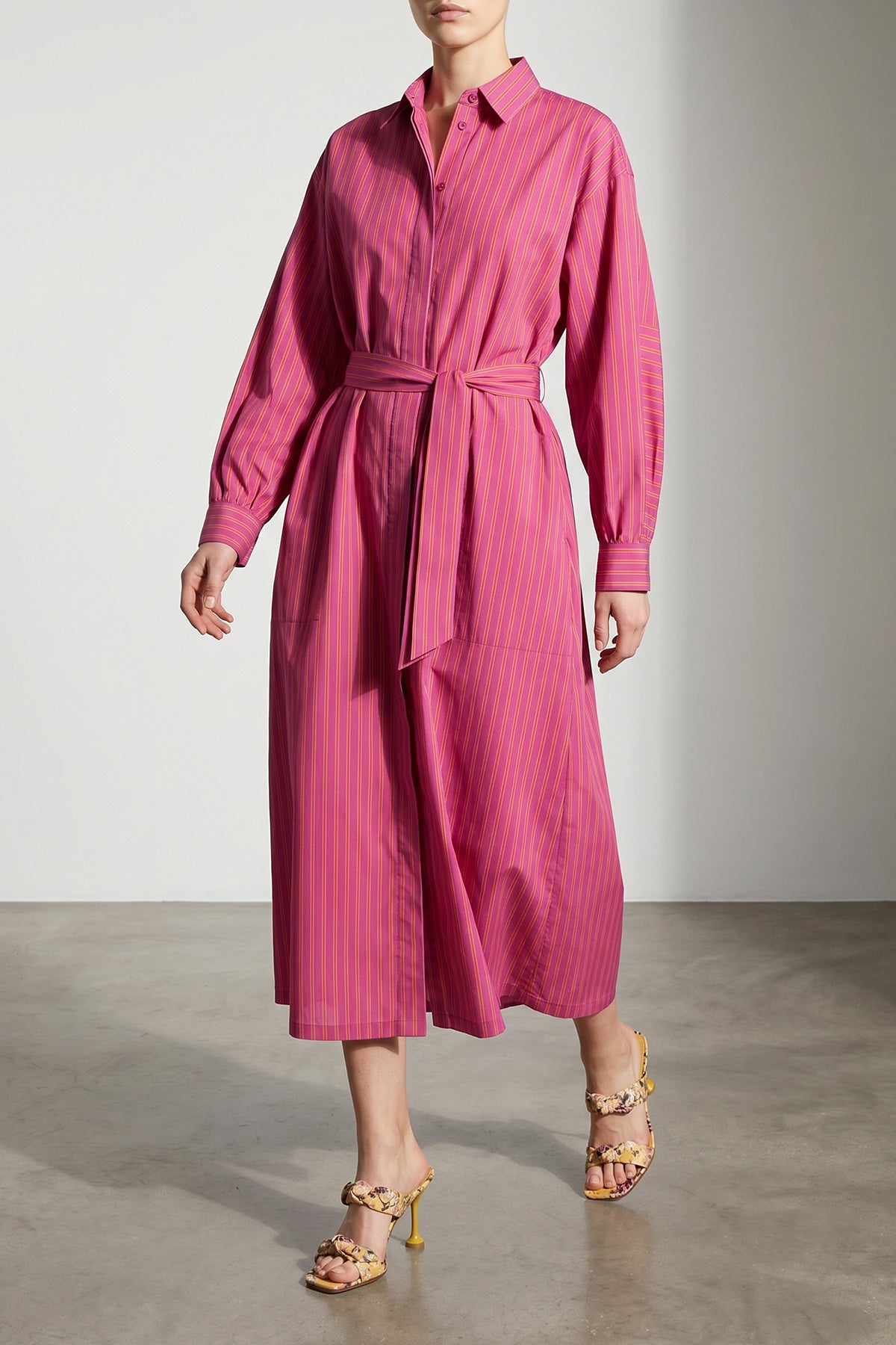 long mxmlord striped cotton poplin dress