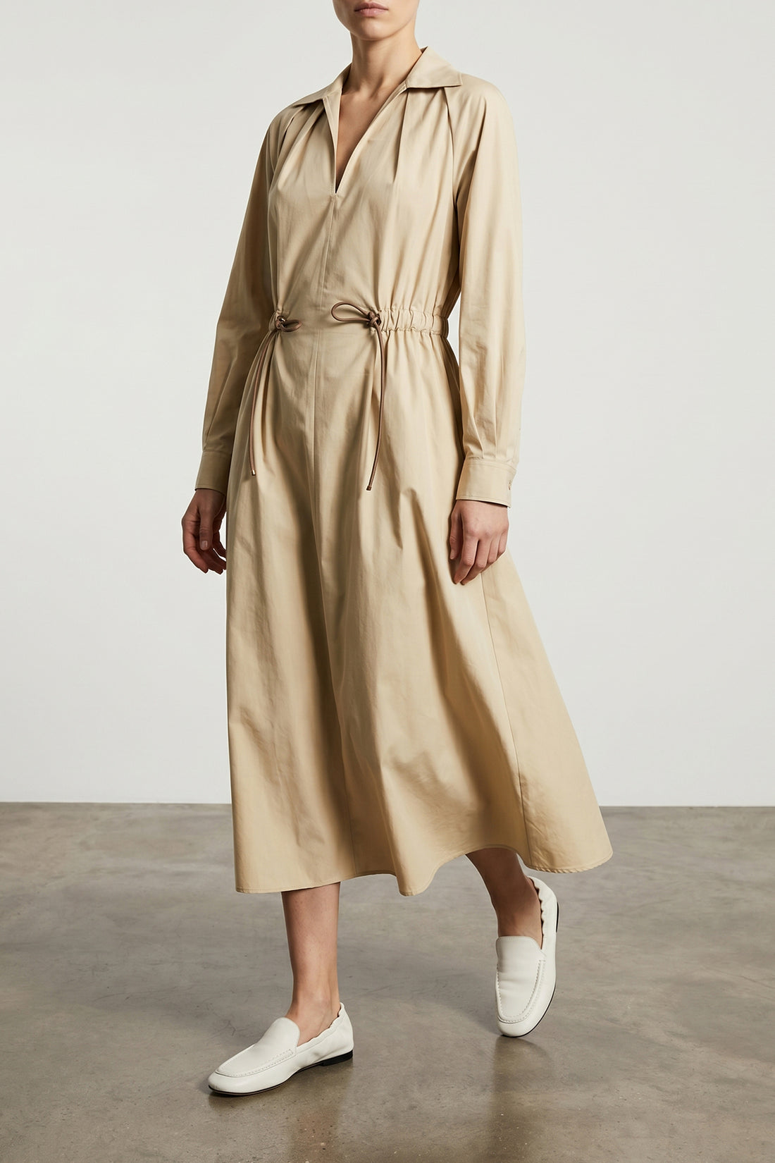 MAX MARA 38 long mxmpedaggi dress in pure cotton poplin