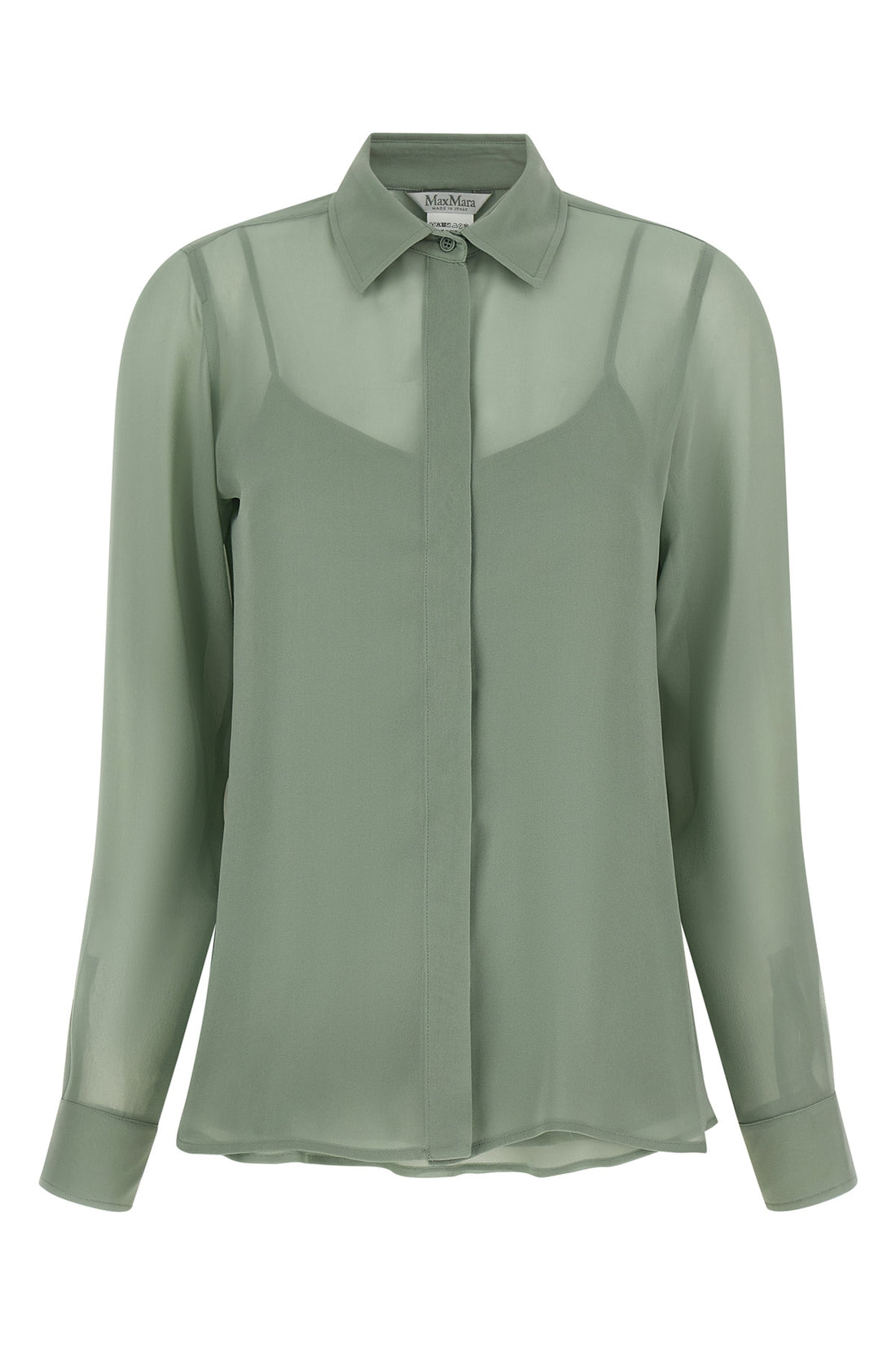 MAX MARA 42 mxmgolfo semi-transparent pure silk crêpe de chine shirt