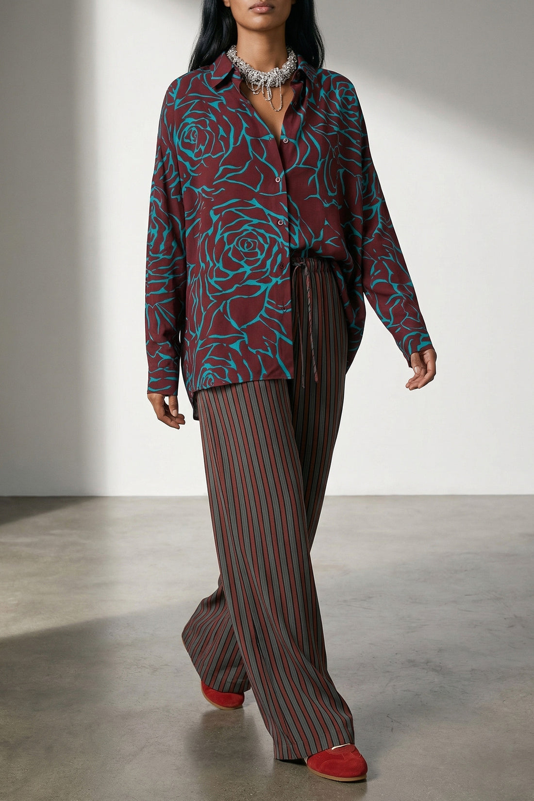 DRIES VAN NOTEN M casia viscose shirt in peach hand