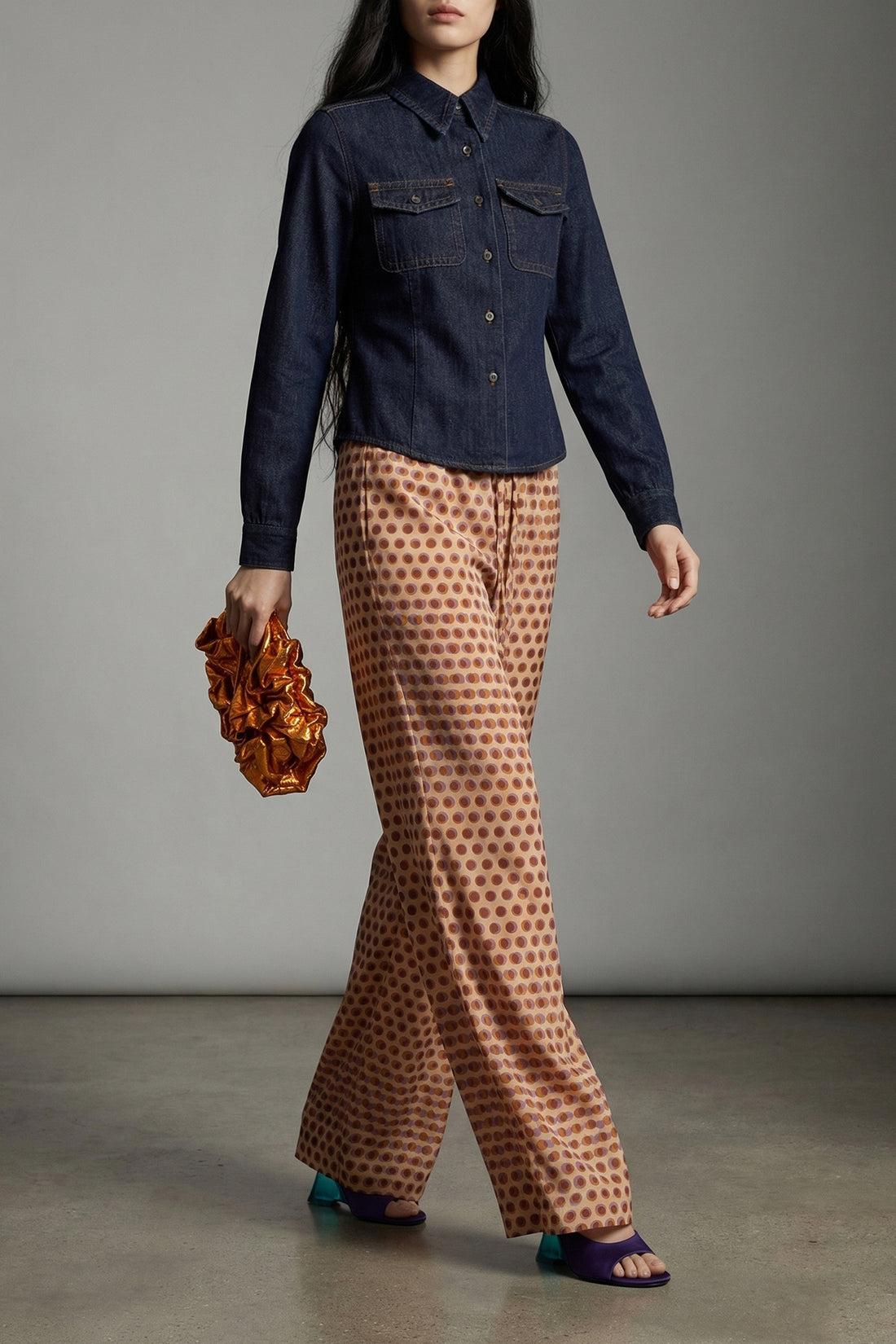 DRIES VAN NOTEN 34 cellie den cotton denim shirt