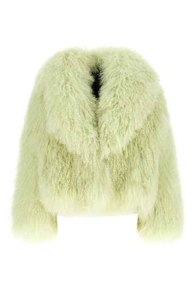 the blancha mongolia shearling jacket features a voluminous silhouette defined