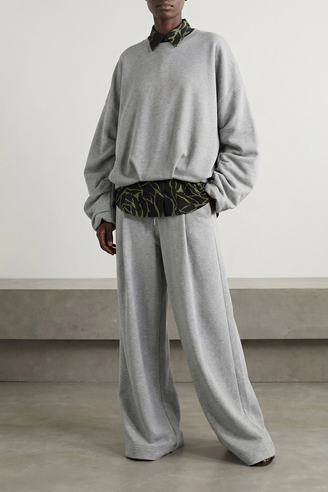 DRIES VAN NOTEN XS hadium mélange gauze cotton trousers