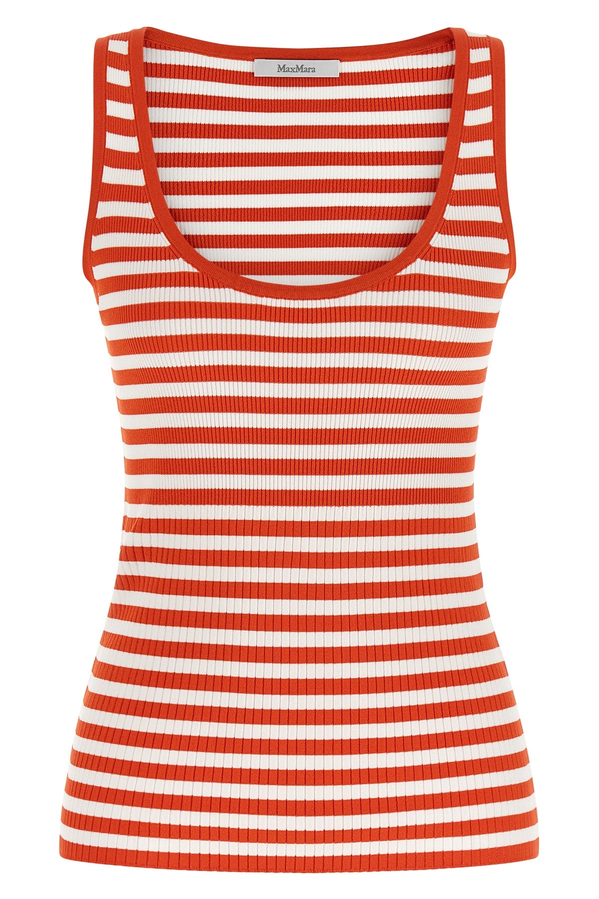 mxmghiro top in viscose blend technical yarn and ribbed striped patterned nylo