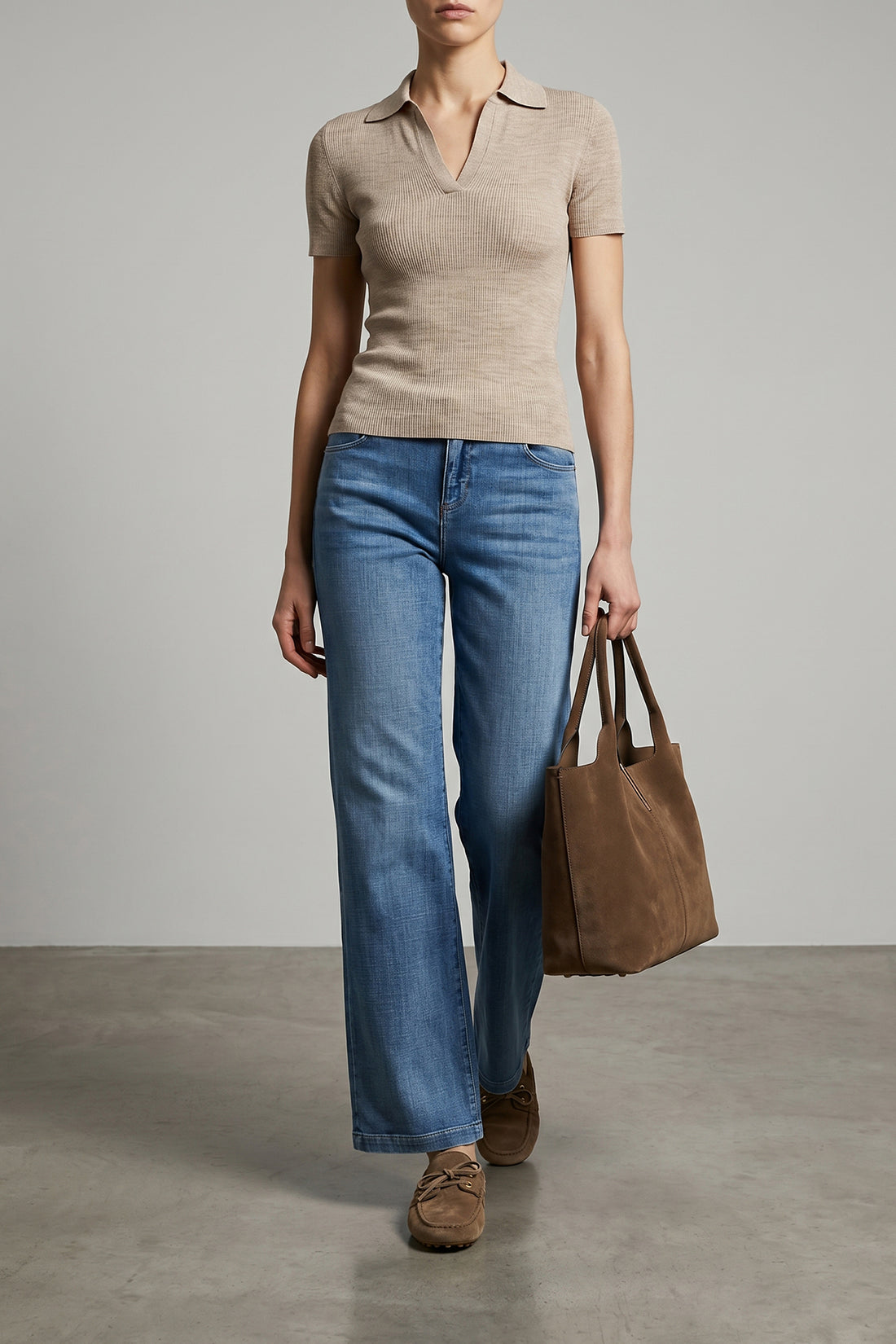 MAX MARA XL mxmalbero polo shirt in thin yarn of pure ribbed mélange wool