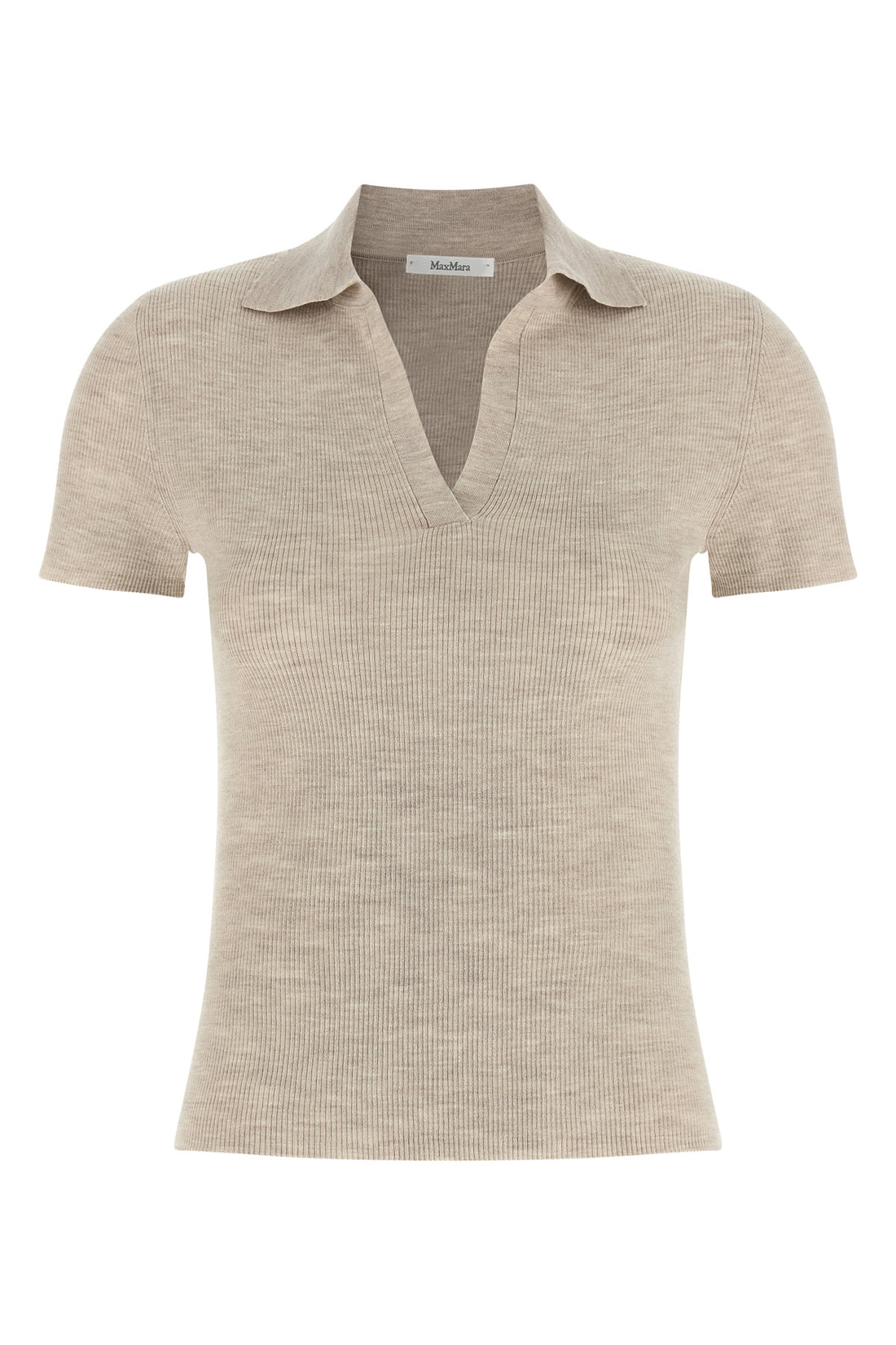 MAX MARA XL mxmalbero polo shirt in thin yarn of pure ribbed mélange wool