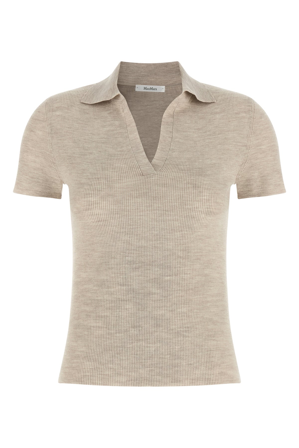 mxmalbero polo shirt in thin yarn of pure ribbed mélange wool