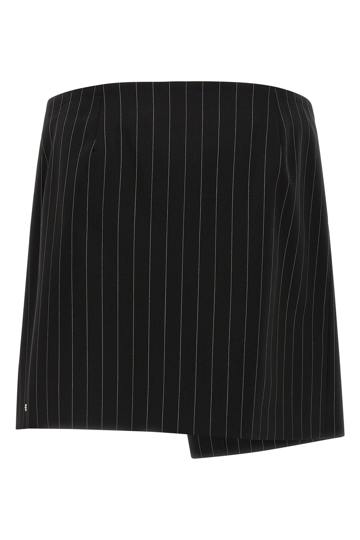 mini spxfatti wrap skirt in pinstriped stretch wool gabardine