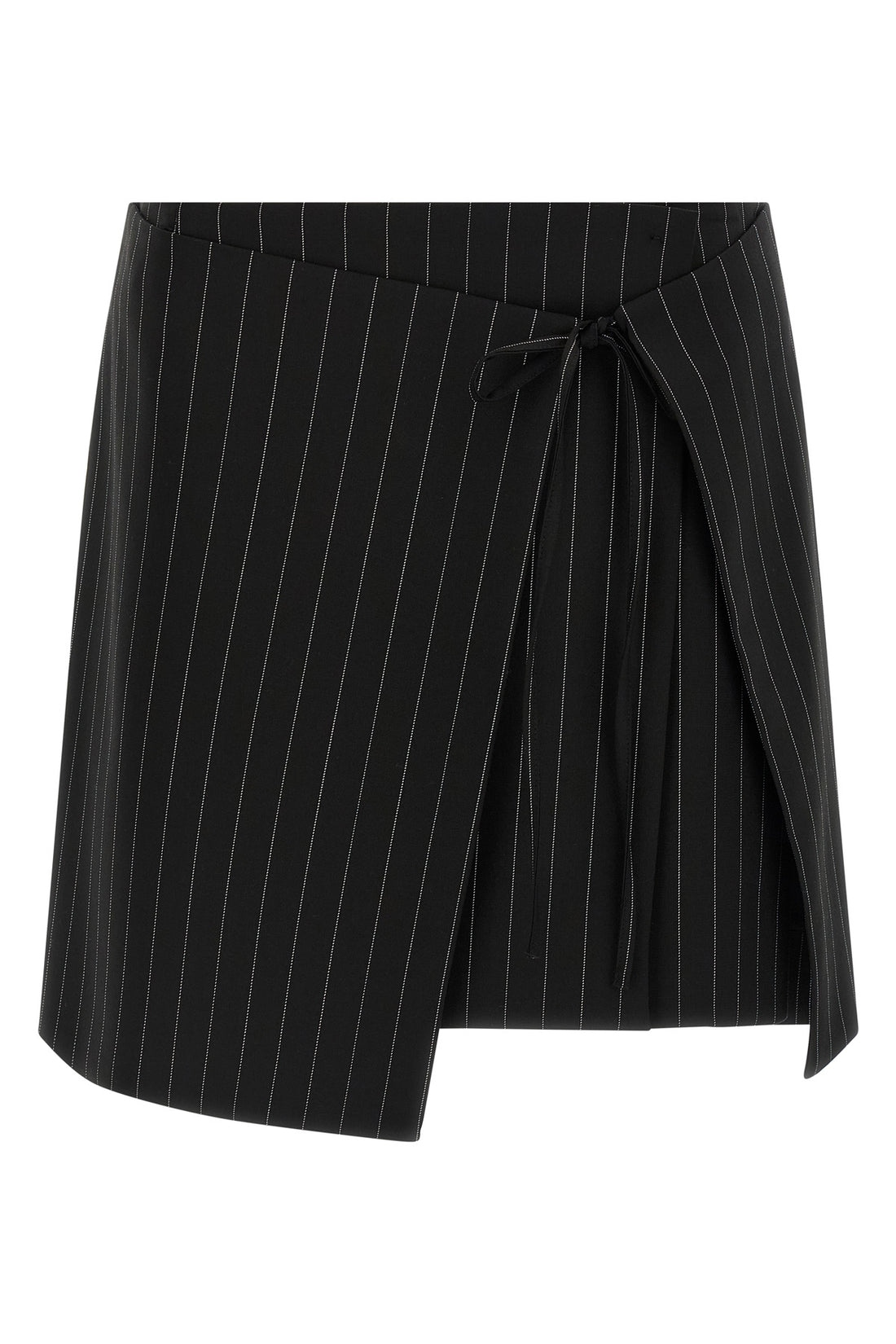 SPORTMAX 38 mini spxfatti wrap skirt in pinstriped stretch wool gabardine