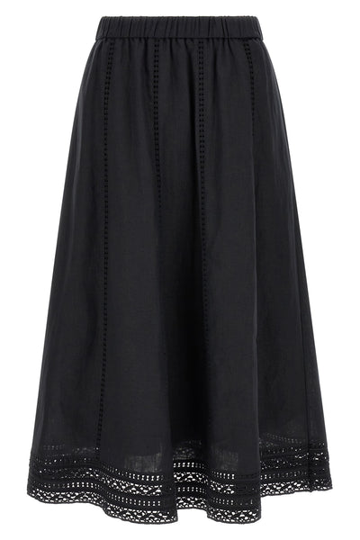 wdkgergo midi skirt in pure linen canvas finished