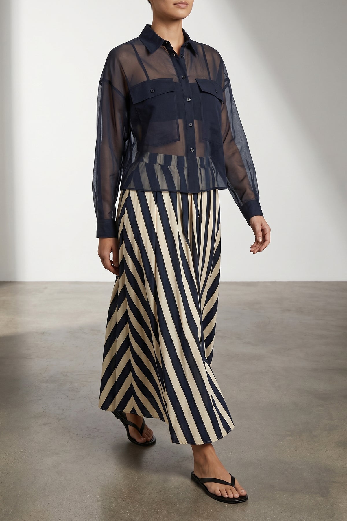 wkdcolomba semi-transparent pure silk organza shirt
