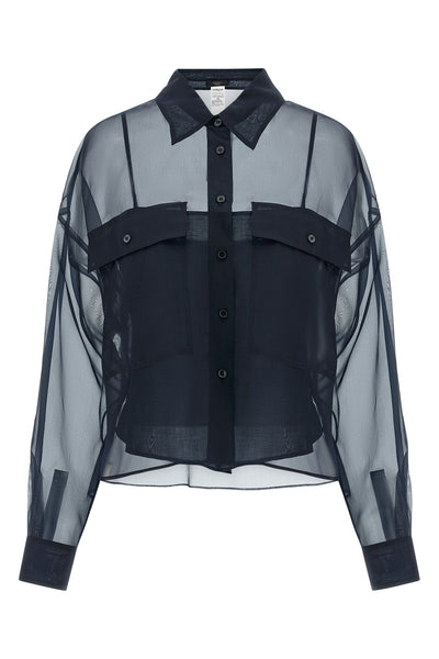 WEEKEND MAX MARA 40 wkdcolomba semi-transparent pure silk organza shirt