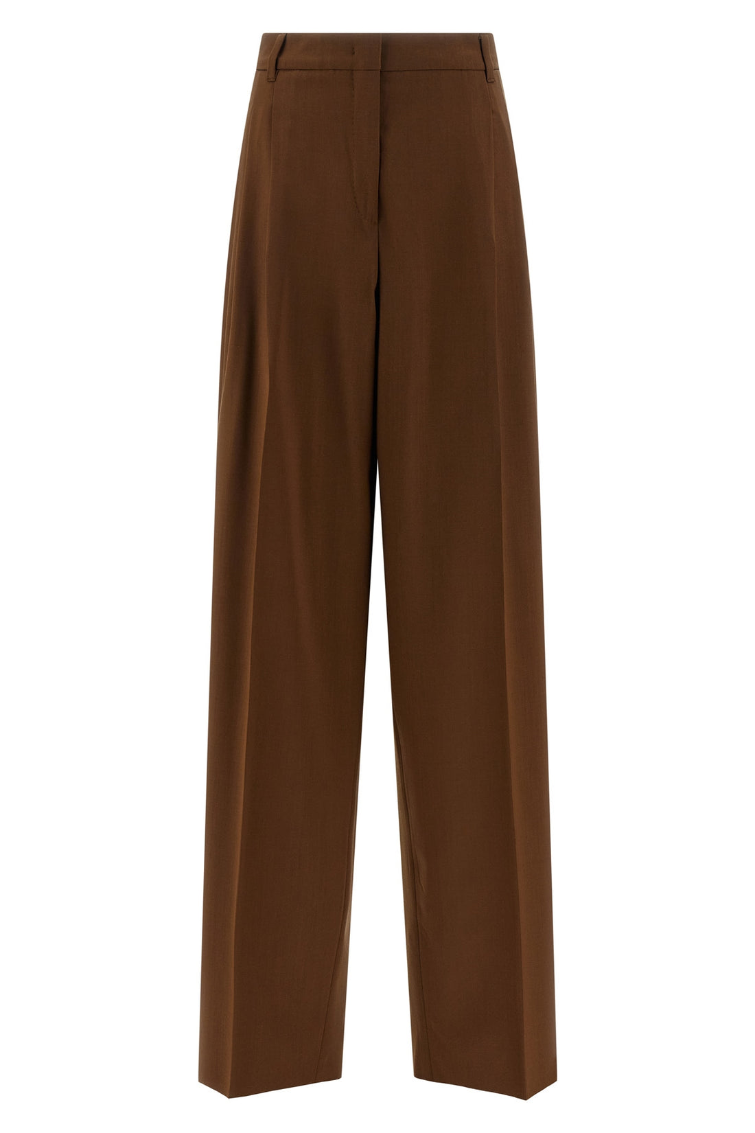 MAX MARA STUDIO 38 fluid mstbacio trousers in pure natural stretch wool canvas finished