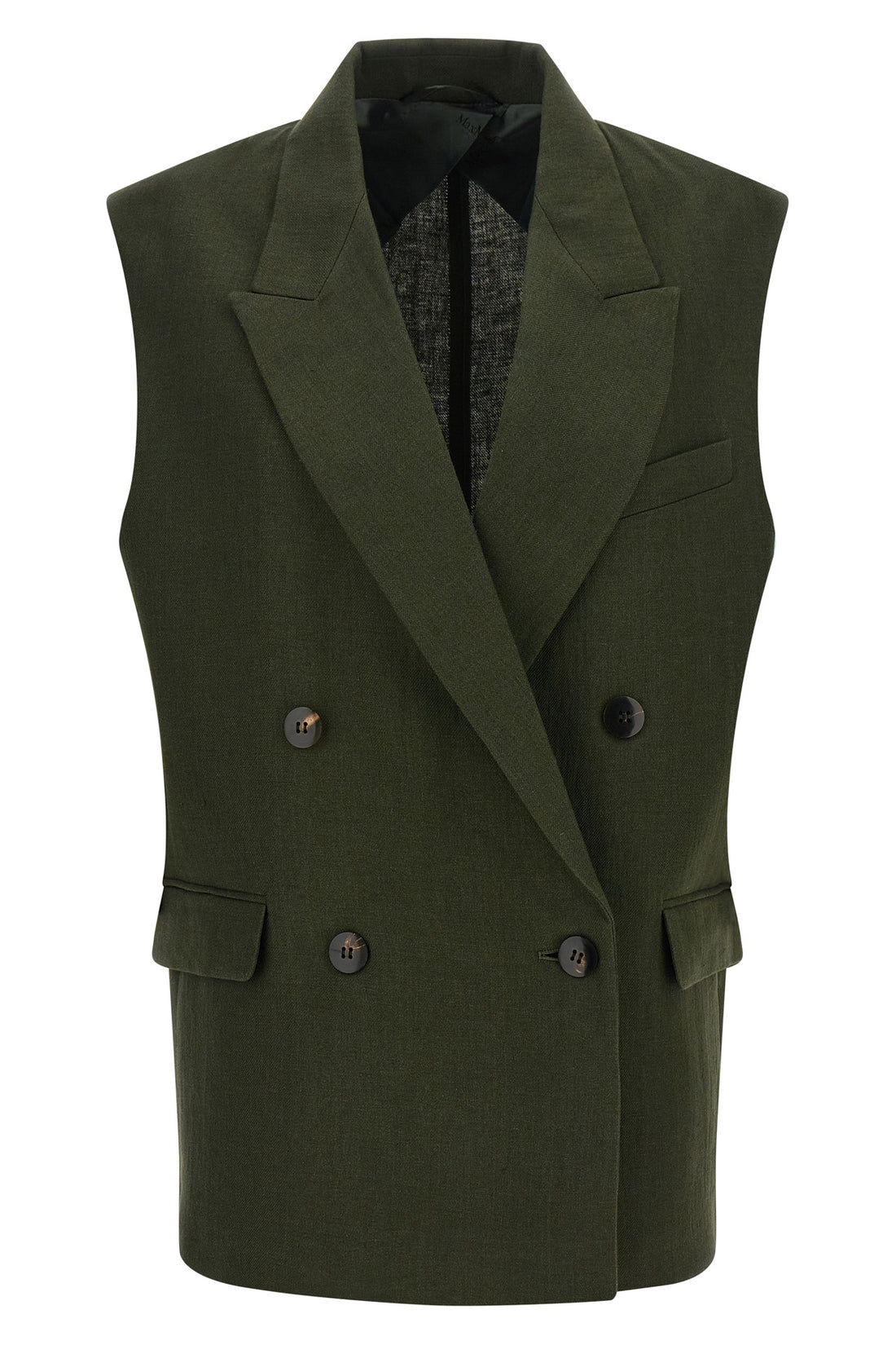 MAX MARA STUDIO 38 mstaia waistcoat in pure linen délavé batavia