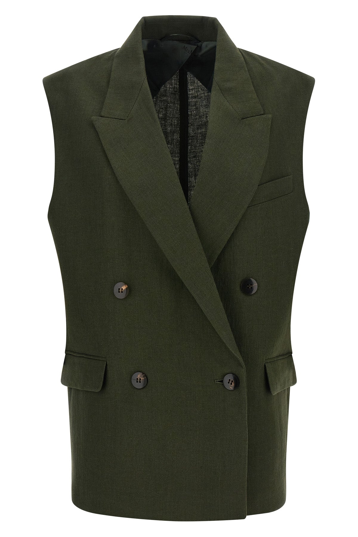 mstaia waistcoat in pure linen délavé batavia