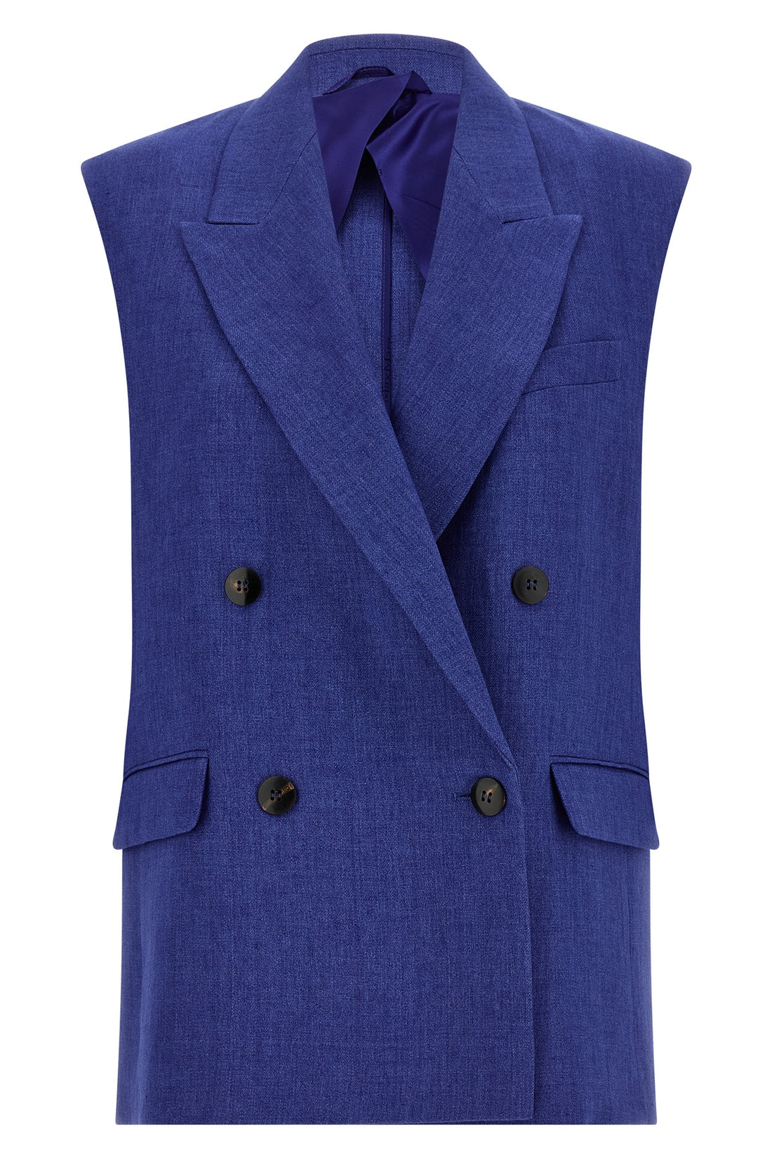 MAX MARA STUDIO 38 mstaia waistcoat in pure linen délavé batavia
