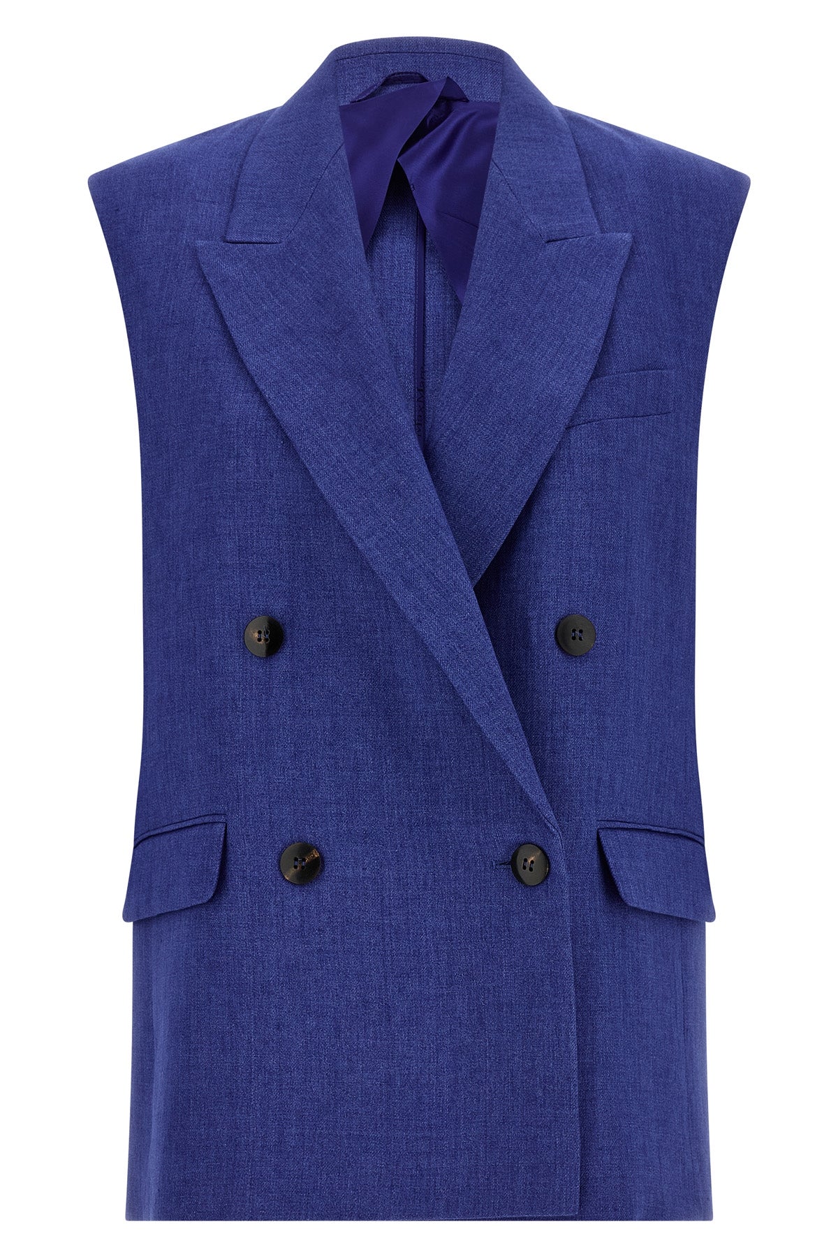 mstaia waistcoat in pure linen délavé batavia
