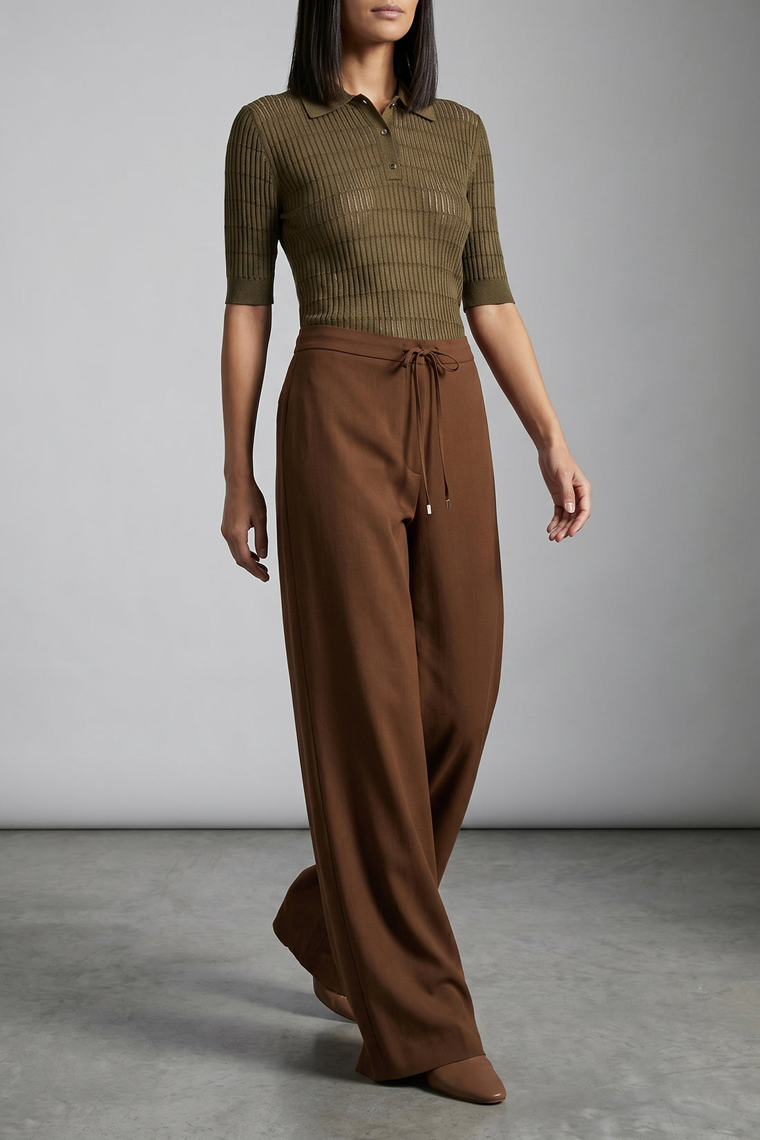 MAX MARA STUDIO L mstgallo polo shirt in wool and silk yarn worked in flat ribbed