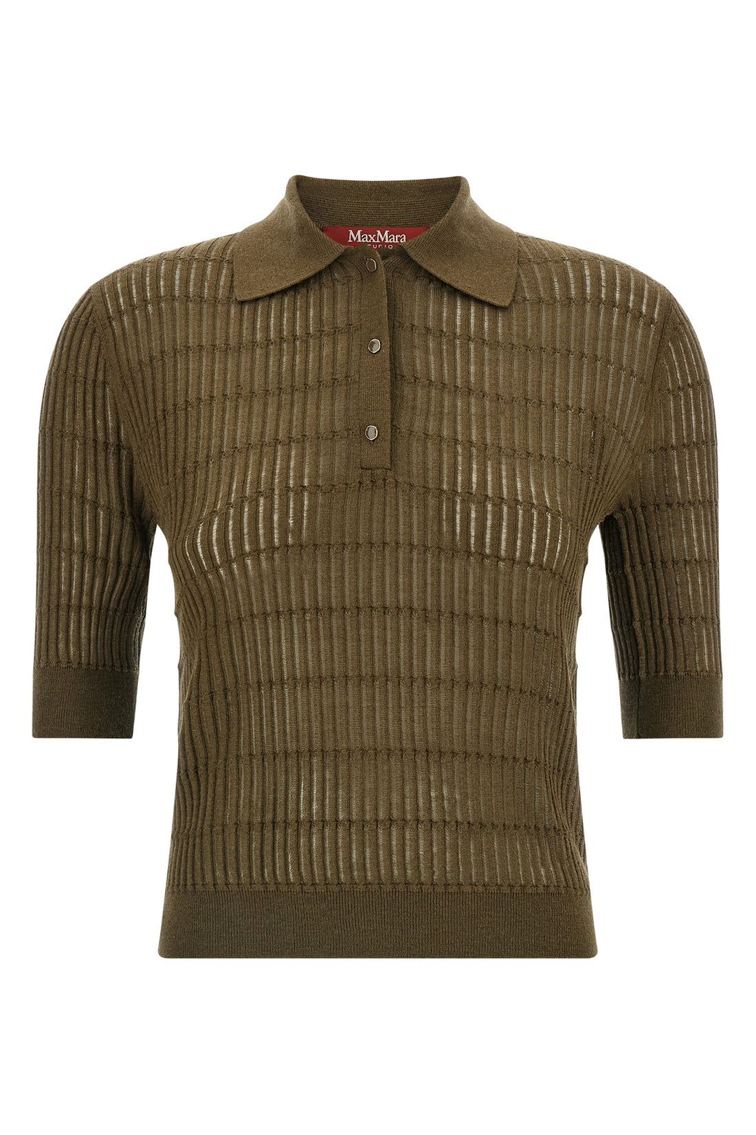 MAX MARA STUDIO L mstgallo polo shirt in wool and silk yarn worked in flat ribbed