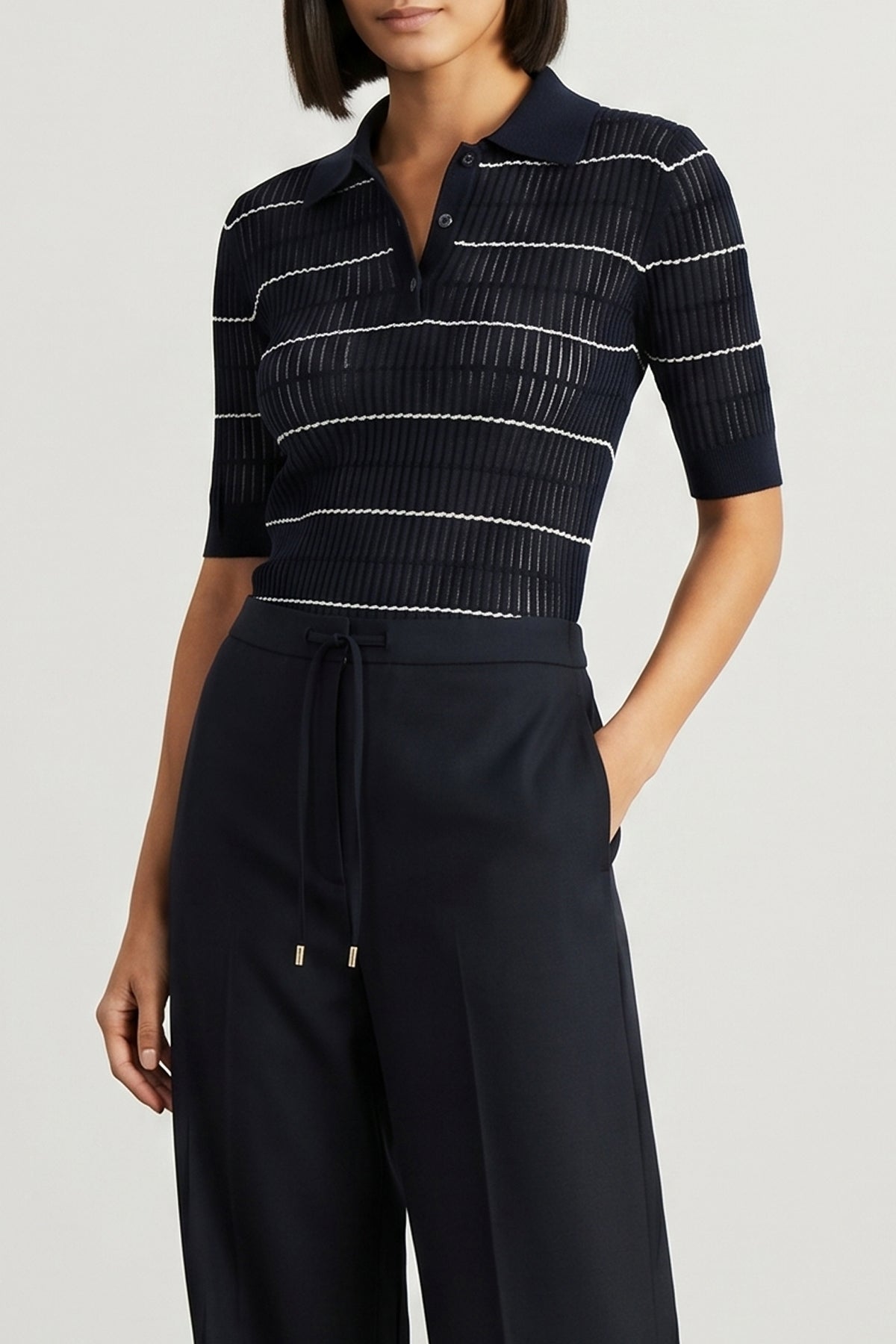 mstgallo polo shirt in wool and silk yarn worked in flat ribbed